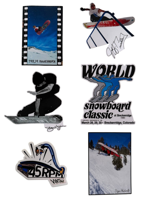 SNOWBOARDING Sticker pack of TERJE - JAMIE - KIDWELL - BRUSHIE